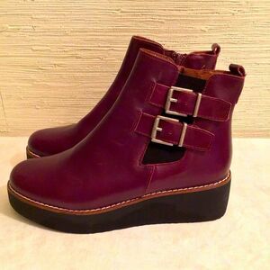 Marroqui Sanchez Italian Maroon Buckle Women Ankle Leather Boots